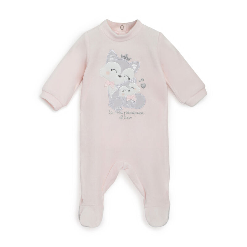 Girls Light Pink Applique Nappy Opening Babysuit image number null